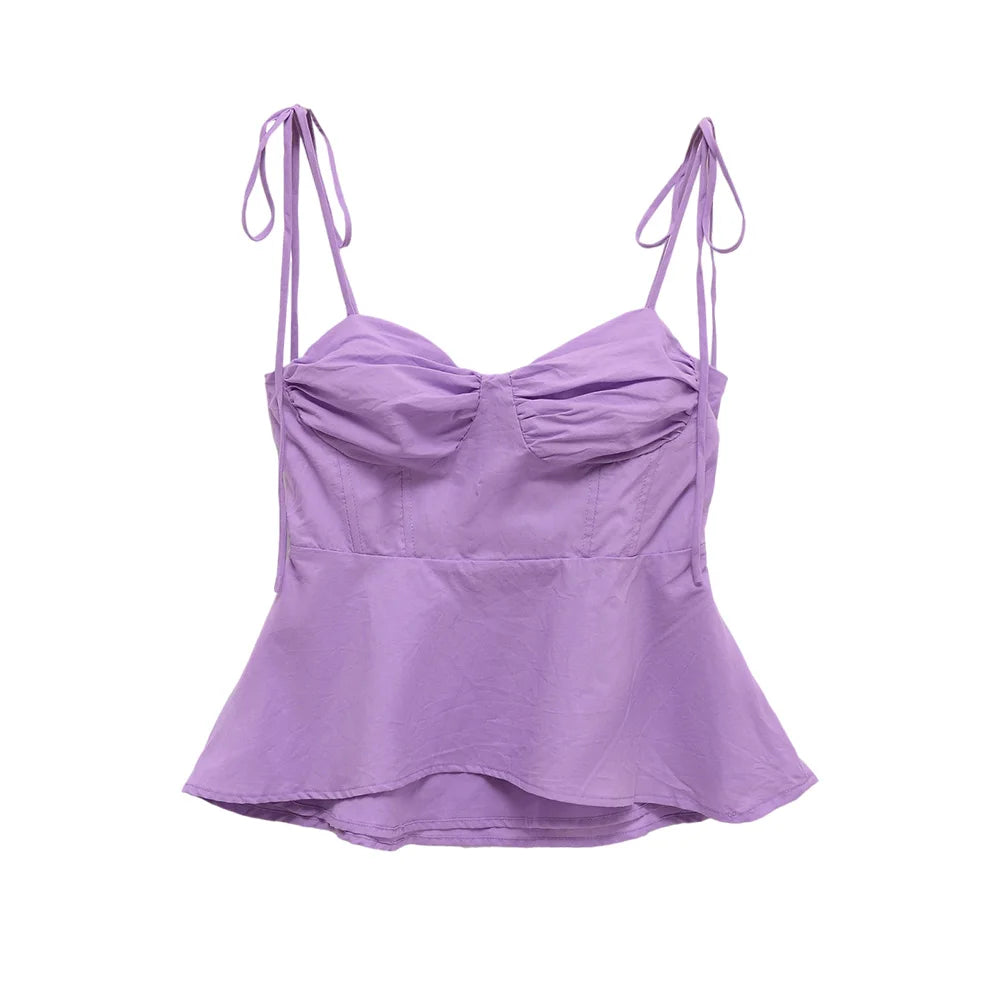 Asymmetric Bustier Tops for Women, Sweetheart Neck, Tied Thin Straps, Side Zipper, Female Camis, Sexy Fashion