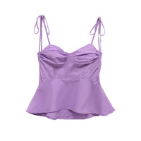 Asymmetric Bustier Tops for Women, Sweetheart Neck, Tied Thin Straps, Side Zipper, Female Camis, Sexy Fashion