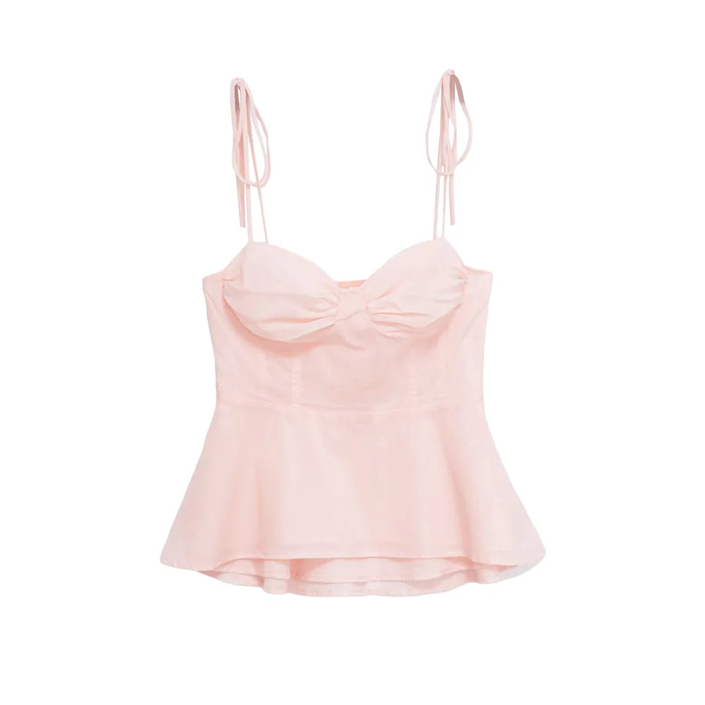 Asymmetric Bustier Tops for Women, Sweetheart Neck, Tied Thin Straps, Side Zipper, Female Camis, Sexy Fashion