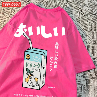 Harajuku Cute Cat Print Oversized T-shirt Streetwear Tops Cotton
