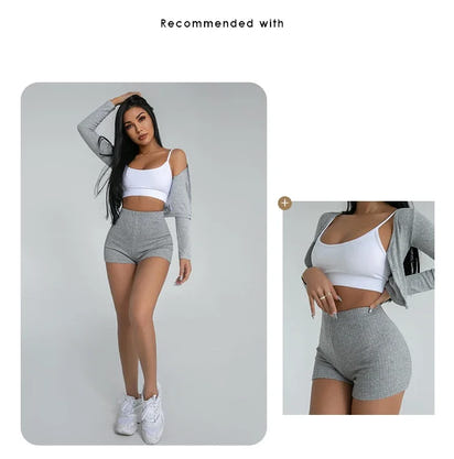 Women's High Waist A-line Knit Sports Shorts Casual Running Slim