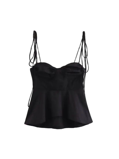 Asymmetric Bustier Tops for Women, Sweetheart Neck, Tied Thin Straps, Side Zipper, Female Camis, Sexy Fashion
