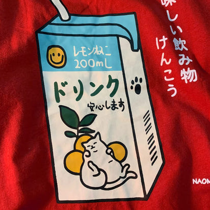 Harajuku Cute Cat Print Oversized T-shirt Streetwear Tops Cotton