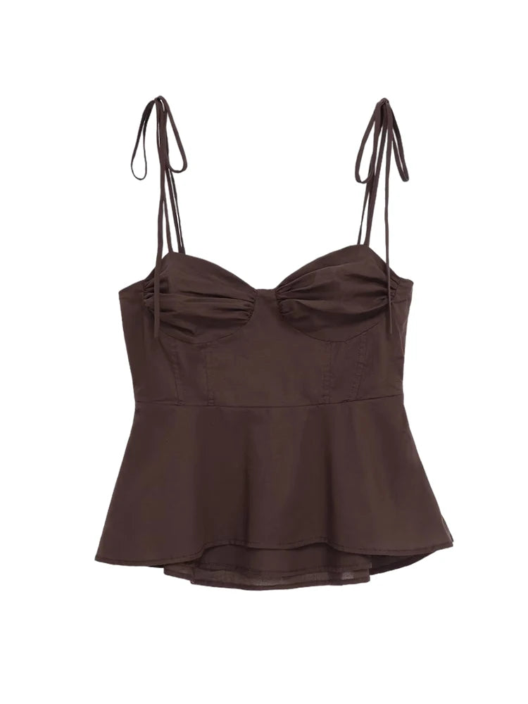 Asymmetric Bustier Tops for Women, Sweetheart Neck, Tied Thin Straps, Side Zipper, Female Camis, Sexy Fashion
