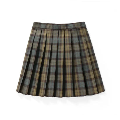 Korean Plaid Pleated Jk Uniform Japanese School Preppy A Line Mini Skirts