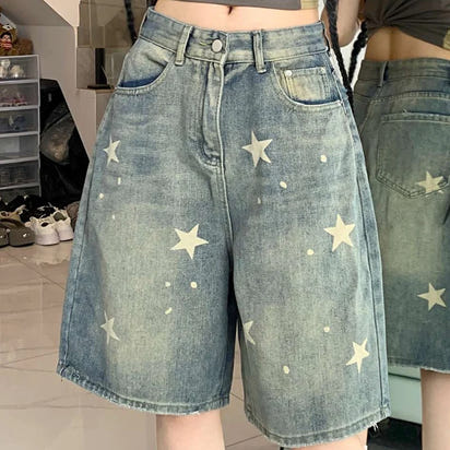 Women High Waist American Retro Denim Pants